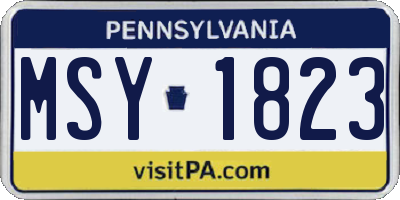 PA license plate MSY1823