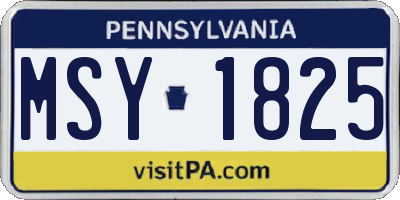 PA license plate MSY1825