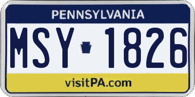 PA license plate MSY1826