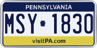 PA license plate MSY1830