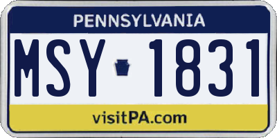 PA license plate MSY1831