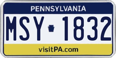 PA license plate MSY1832