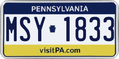 PA license plate MSY1833