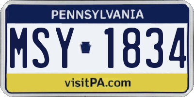 PA license plate MSY1834
