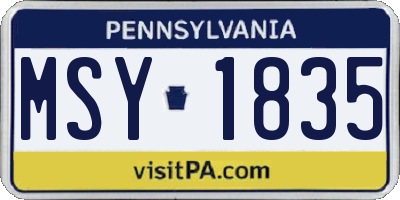 PA license plate MSY1835