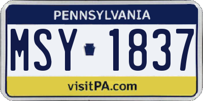 PA license plate MSY1837
