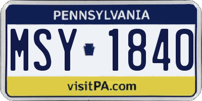 PA license plate MSY1840