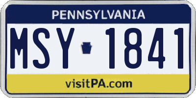 PA license plate MSY1841