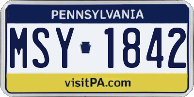 PA license plate MSY1842
