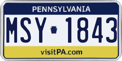 PA license plate MSY1843