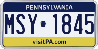 PA license plate MSY1845