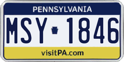 PA license plate MSY1846