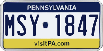 PA license plate MSY1847