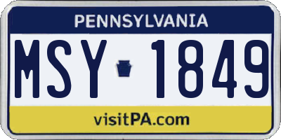 PA license plate MSY1849