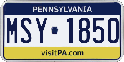PA license plate MSY1850