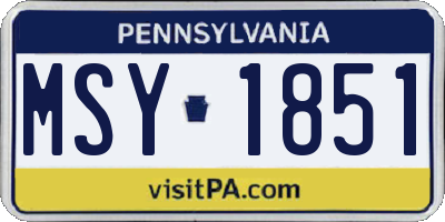 PA license plate MSY1851