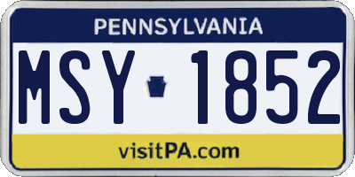PA license plate MSY1852