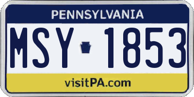 PA license plate MSY1853