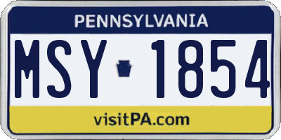 PA license plate MSY1854
