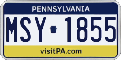 PA license plate MSY1855