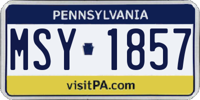 PA license plate MSY1857