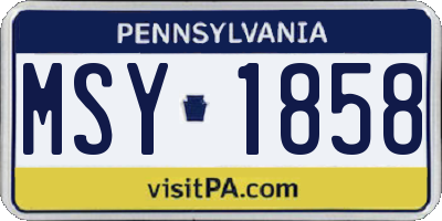 PA license plate MSY1858