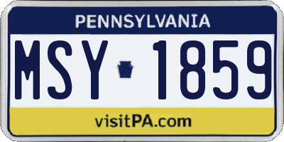 PA license plate MSY1859