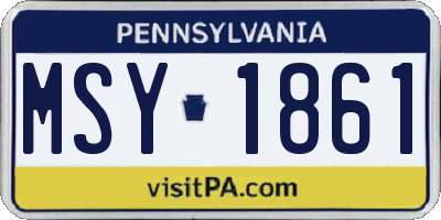 PA license plate MSY1861