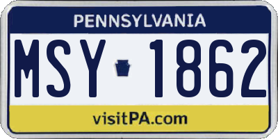 PA license plate MSY1862