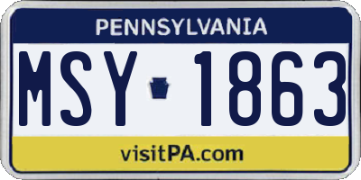 PA license plate MSY1863