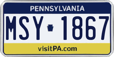 PA license plate MSY1867