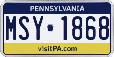 PA license plate MSY1868