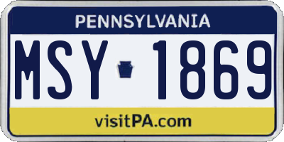 PA license plate MSY1869