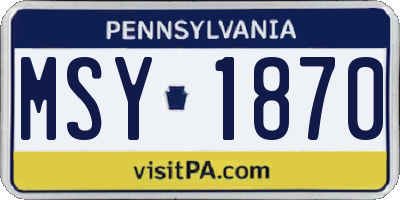 PA license plate MSY1870