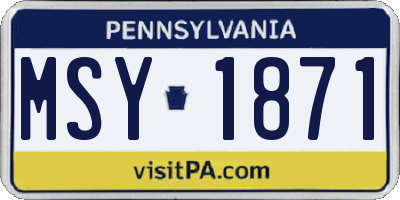 PA license plate MSY1871