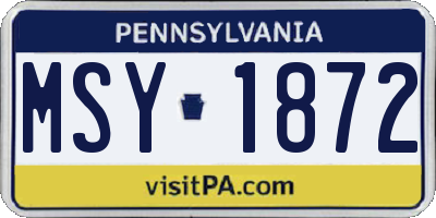 PA license plate MSY1872