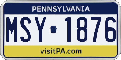 PA license plate MSY1876