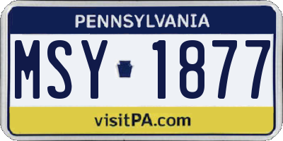 PA license plate MSY1877