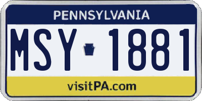 PA license plate MSY1881