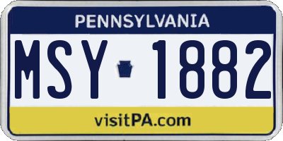 PA license plate MSY1882