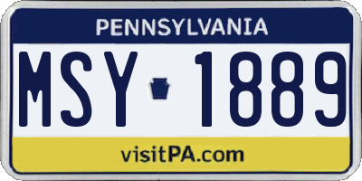 PA license plate MSY1889