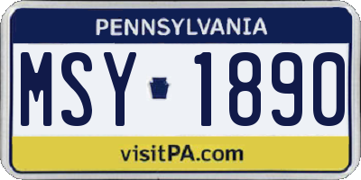 PA license plate MSY1890
