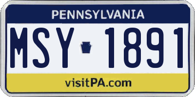 PA license plate MSY1891