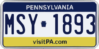 PA license plate MSY1893