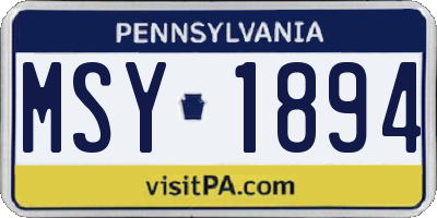 PA license plate MSY1894