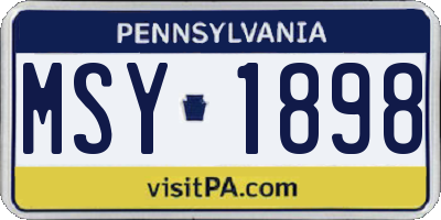 PA license plate MSY1898
