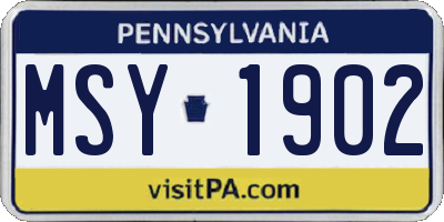 PA license plate MSY1902