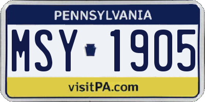 PA license plate MSY1905