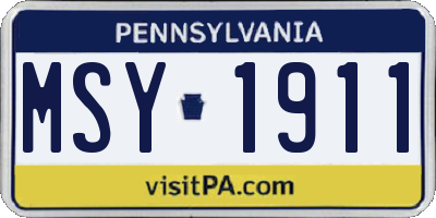 PA license plate MSY1911