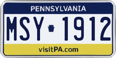 PA license plate MSY1912